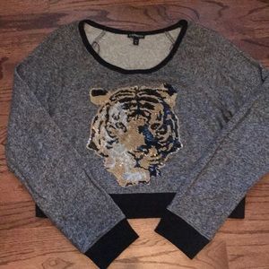 Cropped graphic sweater